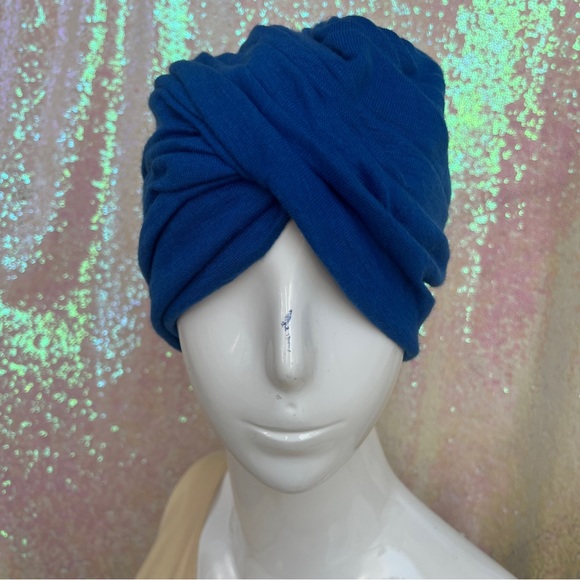 60s/70s Blue Layered Fold Turban - Picture 8 of 13